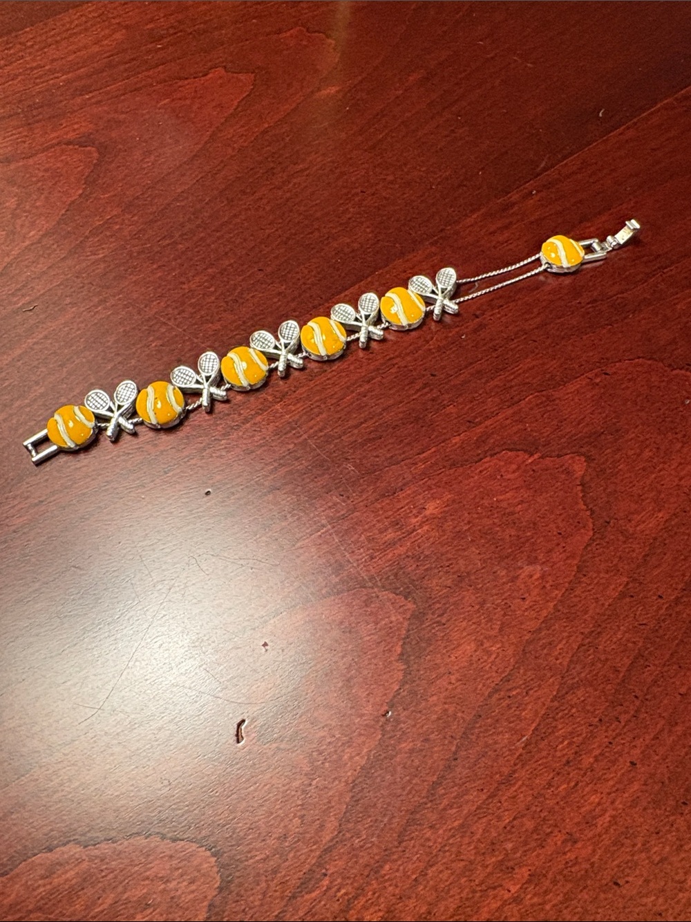 Tennis Bracelet - Yellow and Silver Tennis Racket Charm Bracelet